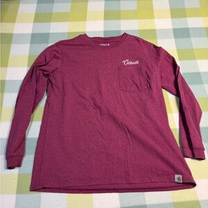 Carhartt Long Sleeve Pocket Tee - Burgundy Size Large